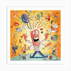 Cartoon Character Surrounded By People Art Print