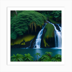 Waterfall In The Jungle Art Print