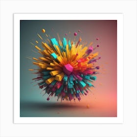 An Abstract Color Explosion 1, that bursts with vibrant hues and creates an uplifting atmosphere. Generated with AI, Art style_Render,CFG Scale_3, Step Scale_50. Art Print