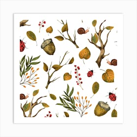 Autumn Leaves Seamless Pattern Art Print