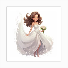 Wedding Girl In White Dress Art Print