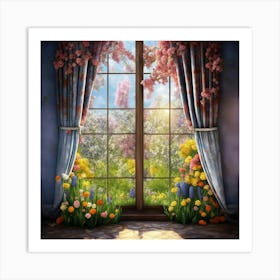 Window With Flowers Art Print