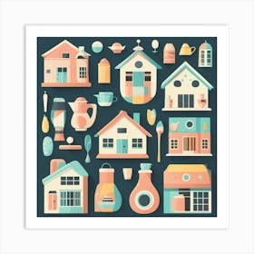 Flat Icons Set Art Print