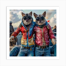 Two Cats In A Boat Art Print