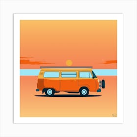 Volkswagen Camper Van at Sunset 1 Art Print