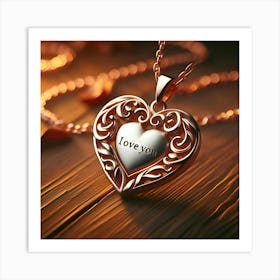 A Image Of A Pendant In A Heart Shape With I Love You Engraved On It Art Print