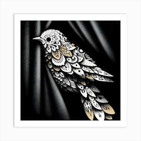 Bird On A Curtain Art Print