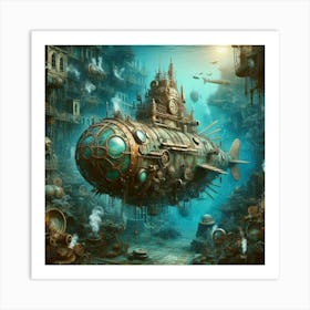 Steampunk Submarine 3 Art Print