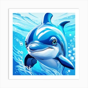 Blue Dolphin In The Water Art Print