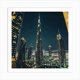 Burj Khalifa At Night Art Print