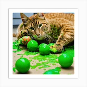 Five Cats Playing With Balls 1 Art Print