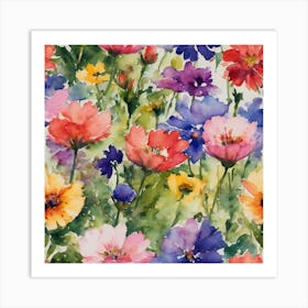 Watercolor Flowers Art Print