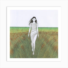 Girl In A Field 5 Art Print