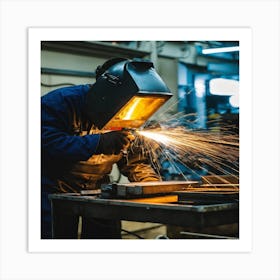 Welder Working In A Factory Art Print