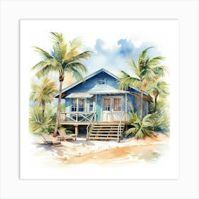 Watercolor Of A Beach House 1 Art Print