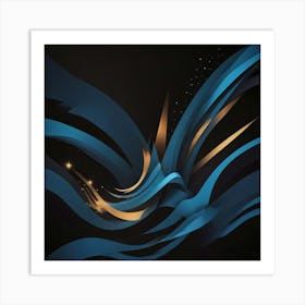 Abstract Blue And Gold Art Print