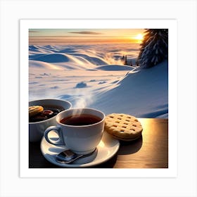 Coffee And Cookies In Winter Art Print