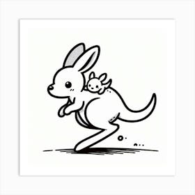 Line Art kangaroo 3 Art Print