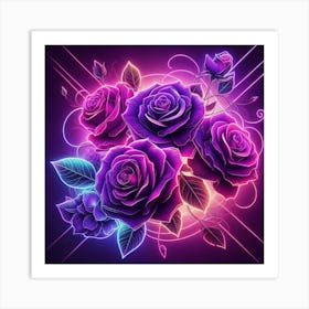 Neon Roses Poster