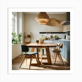 A Photo Of A Kitchen With A Modern Dining Table 8 Art Print