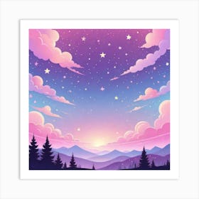 Sky With Twinkling Stars In Pastel Colors Square Composition 254 Art Print