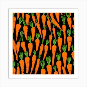 Carrots On A Black Background 7 Art Print