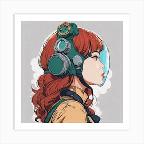 Girl In A Gas Mask Art Print
