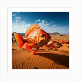 Firefly Surreal Desert With Elephant Sized Goldfish 11924 Art Print