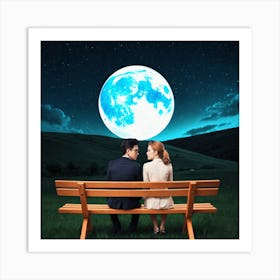 Couple Sitting On A Bench 14 Art Print