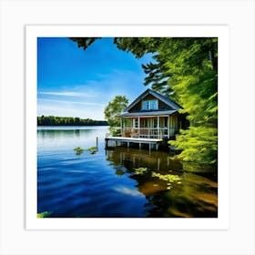 Cottage On The Lake Art Print