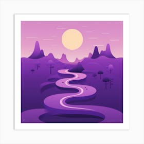 Purple Landscape With Winding Road Art Print