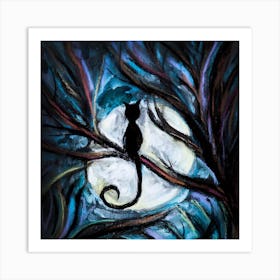 Cat In The Moonlight Art Print