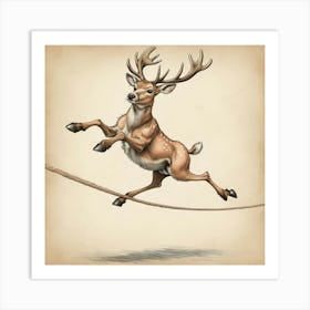 Deer Jumping Rope 2 Art Print