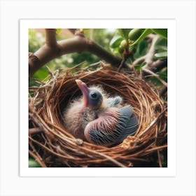 Baby Bird In A Nest Art Print