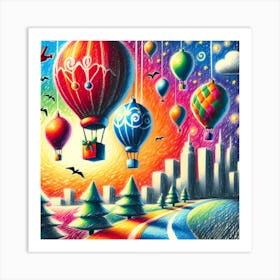 Super Kids Creativity:Colorful Hot Air Balloons Art Print