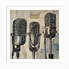 Three Microphones Art Print