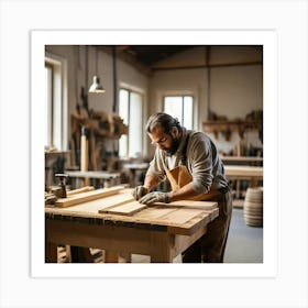 Carpenter Working In Workshop 1 Art Print