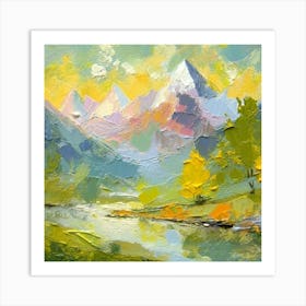 Firefly An Illustration Of A Beautiful Majestic Cinematic Tranquil Mountain Landscape In Neutral Col (8) Art Print