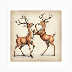 Deer Fighting Art Print