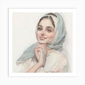 Woman In A Scarf Art Print