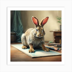 Rabbit On A Table Art Print