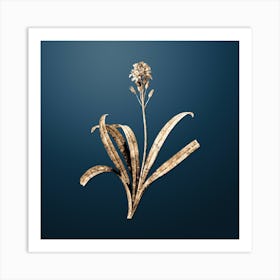 Gold Botanical Spanish Bluebell on Dusk Blue n.4896 Art Print