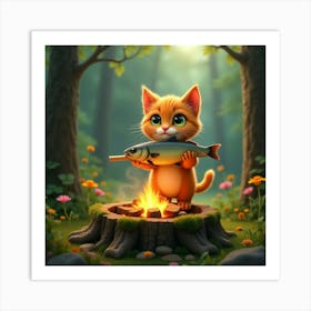 Flux Dev A Vibrant Orange Tabby Cat With Bright Green Eyes And 1 Art Print