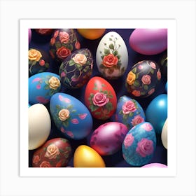 Rose Painted Eggs Art Print