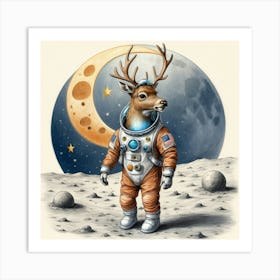 Astronaut Deer 2 Art Print