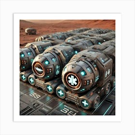 Mars Dominion Mobile Medical Unit Emergency Evacuation Pods Art Print