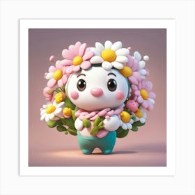 Daisy Girl - Flowers - 3D Anime Art Print