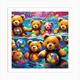 Teddy Bears In The Water 3 Art Print