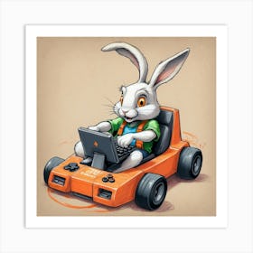 Bunny Racing Car Art Print