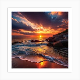 Sunset On The Beach 875 Art Print